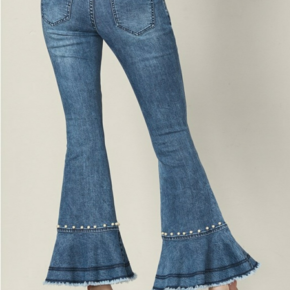 Flare Leg Acid Wash Jeans